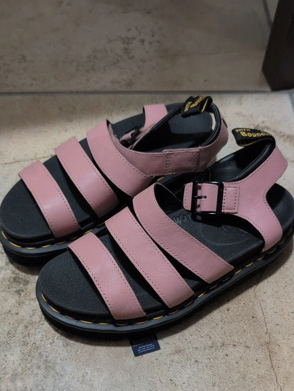 Dr. Martens Pink Leather Strappy Platform Sandals